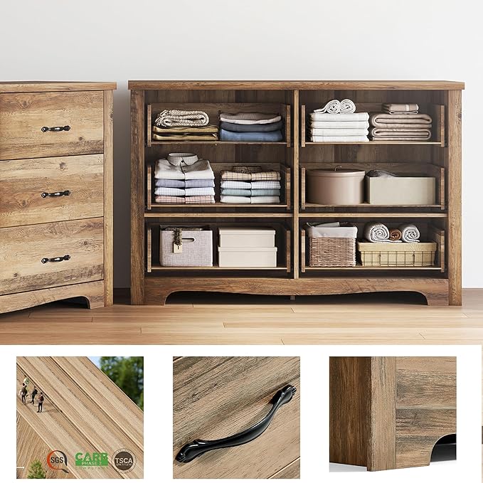 LINSY HOME 6 Drawers Dresser for Bedroom, Modern Farmhouse Storage Dresser - Image 6