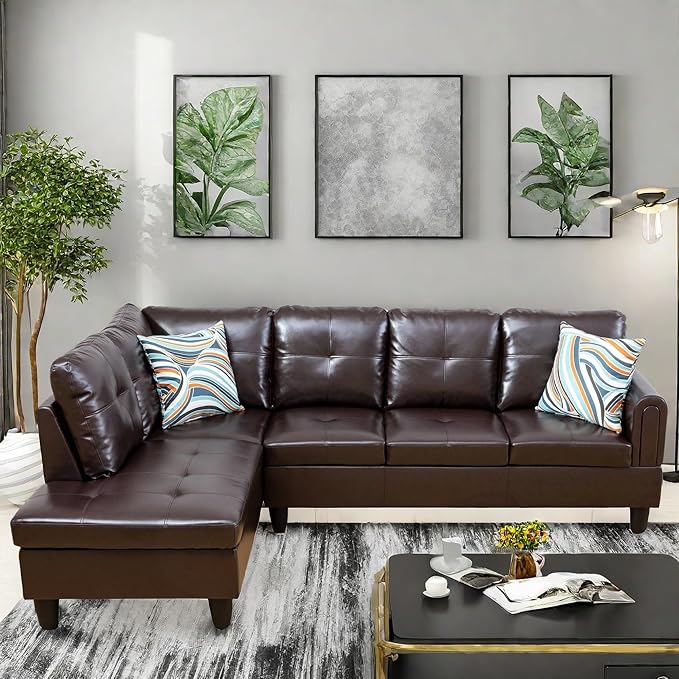 Convertible Leather Sectional Couch, Modern L Shaped Couch - Image 3
