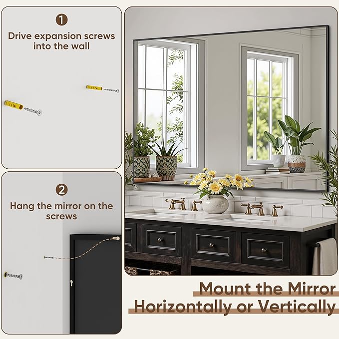 Bathroom Mirror 40" x 30", Large Rectangle Wall Mirror, Entryway Decor - Image 8