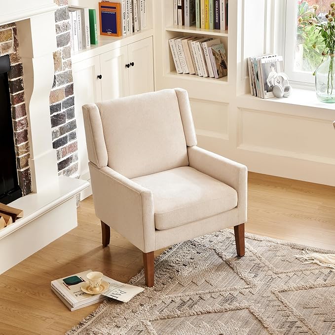 COLAMY Modern Wingback Living Room Chair, Upholstered Fabric Accent Armchair - Image 5