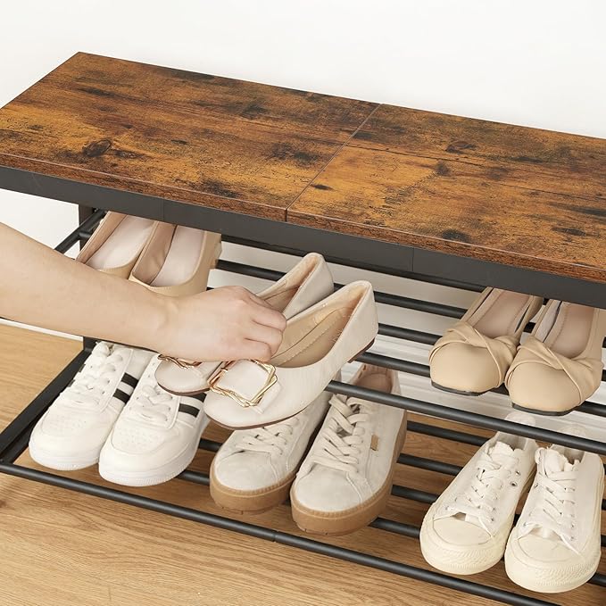 HOOBRO Shoe Storage Bench, 29.5" L Entryway Bench Organizer, 3-Tier Shoe Rack - Image 7