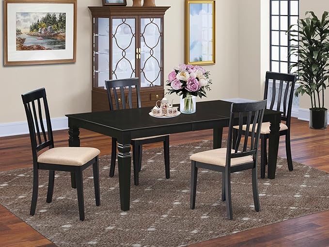 East West Furniture LGAN5-BLK-C 5 Piece Dinette Set - Image 2