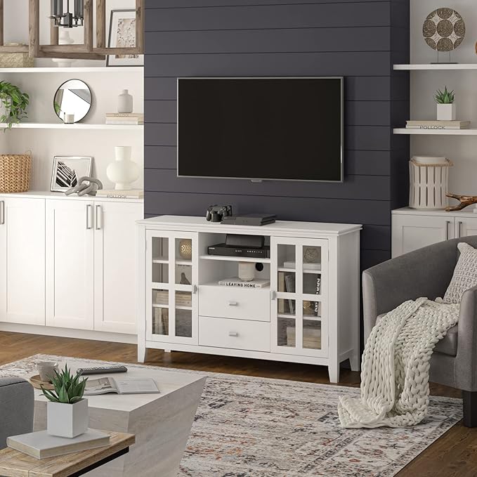 SIMPLIHOME Artisan SOLID WOOD 53 Inch Wide Contemporary TV Media Stand in White - Image 2