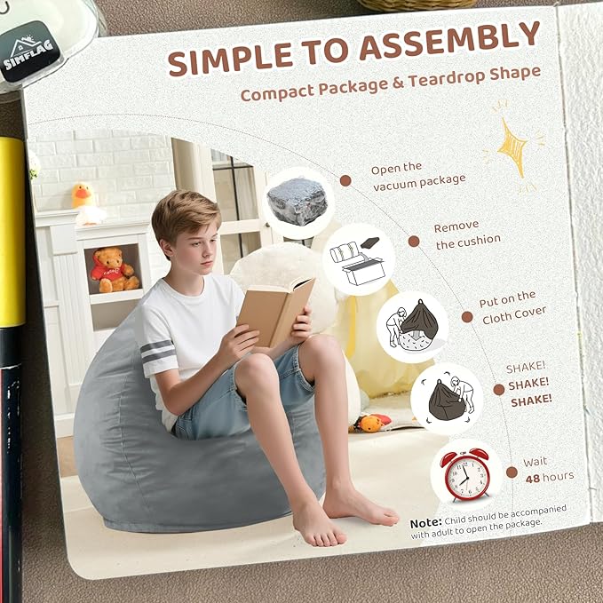 2FT Bean Bag Chair, Comfy Bean Bag Chairs - Image 5