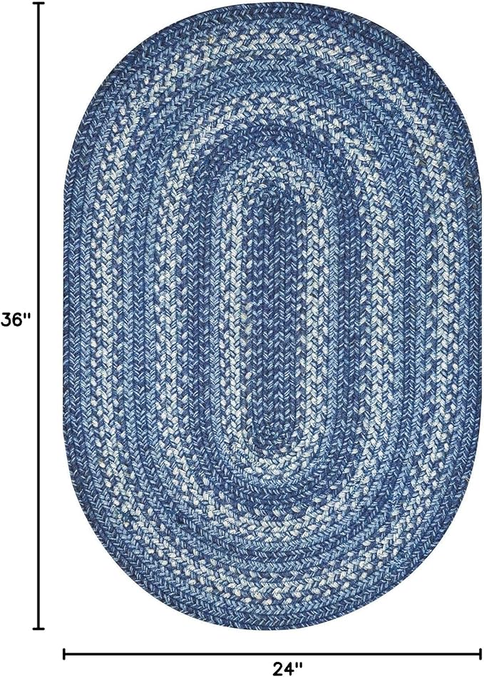 Denim Blue Oval Braided Rug, 2x3' - Image 2