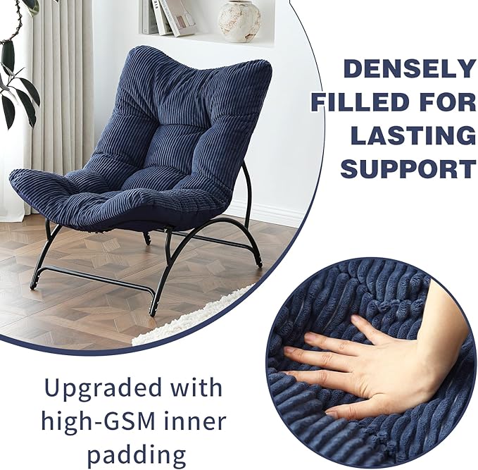 Welnow Accent Lounge Lazy Chair, Comfy Soft Leisure Metal Frame Reading Chair - Image 4