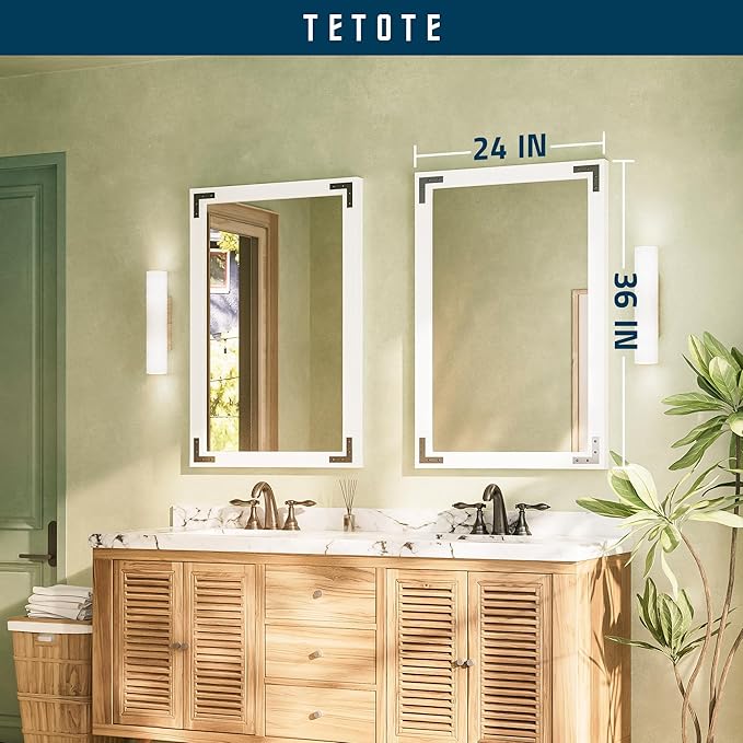 TETOTE 24 x 36 White Wood Framed Mirror - Image 7