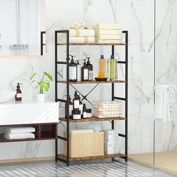 OTK 4 Tier Bookshelf, Tall Bookcase, Office Shelf Storage Organizer, Modern - Image 7