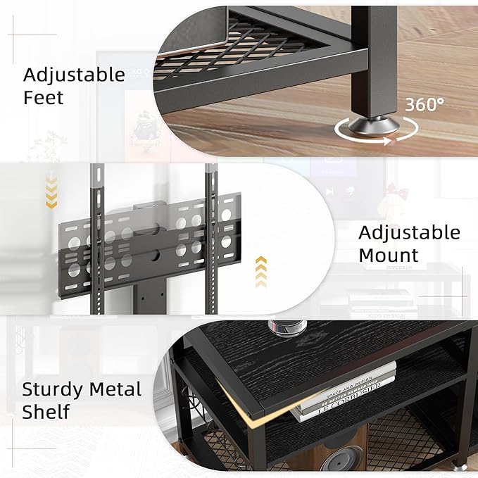 VECELO 63" TV Stand with Mount and Power Outlets, Entertainment Center Console - Image 7