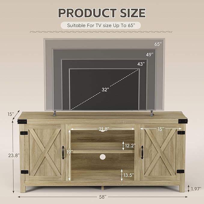 YESHOMY Modern Farmhouse TV Stand - Image 2