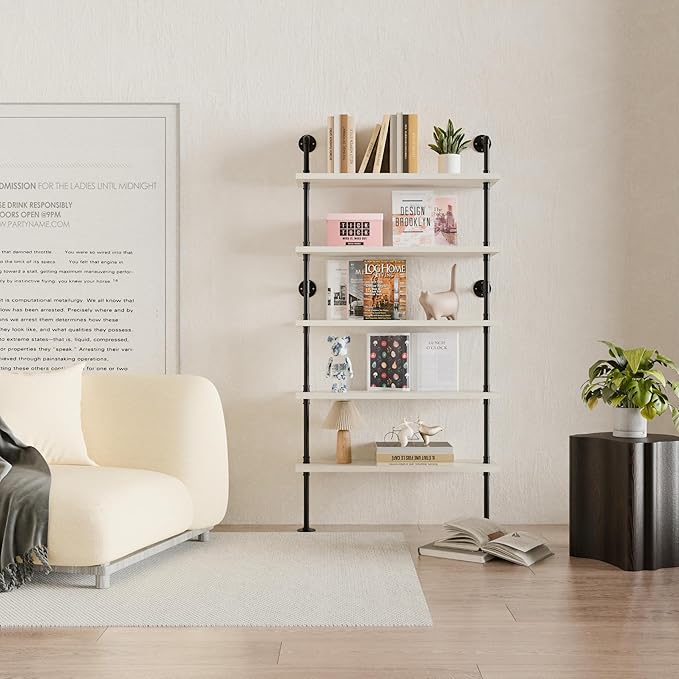Ladder Pipe Shelves, Wall Mounted Industrial Shelves by ANYNICE