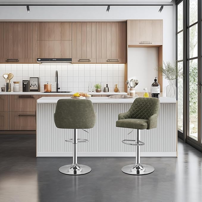 VECELO Adjustable Bar Stools Set of 2, Bar Height Stools - Image 6