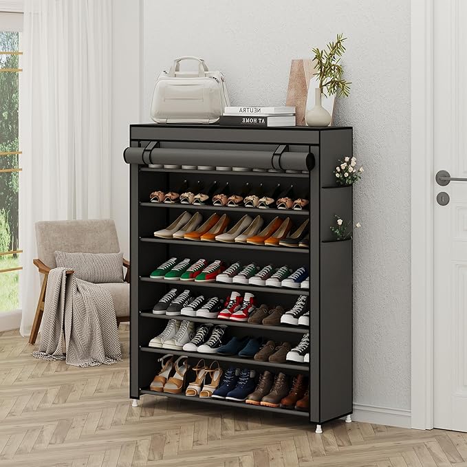 Calmootey 7 Tier Shoe Rack Organizer to Hold 35 Pairs, Portable Shoe Shelf - Image 2