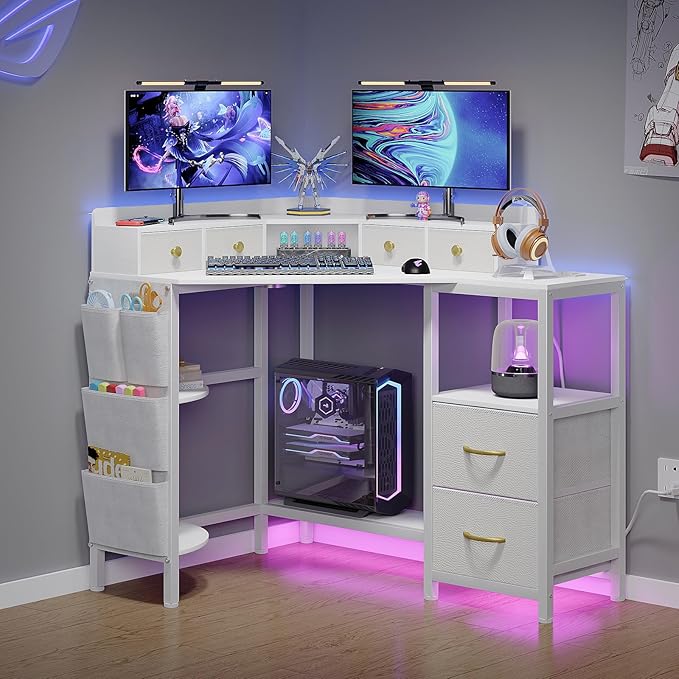 Corner Desk with 6 Drawers Shelves - Image 4
