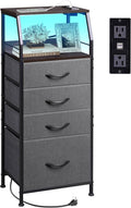WLIVE Nightstand with Charging Station, Night Stand with LED Light, Tall 4 by WLIVE