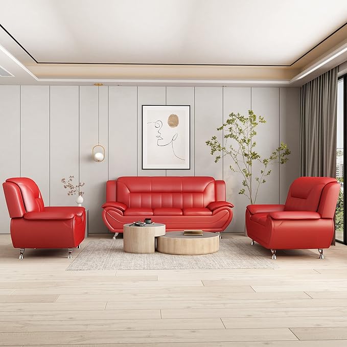 Container Furniture Direct Michael Modern Faux Leather Upholstered Stainless - Image 19