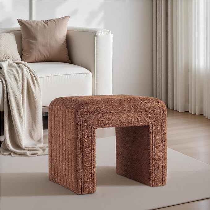 Get Set Style Vanity Stool Chair, Modern Wool Ottoman Foot Stool by GetSetStyleFurniture