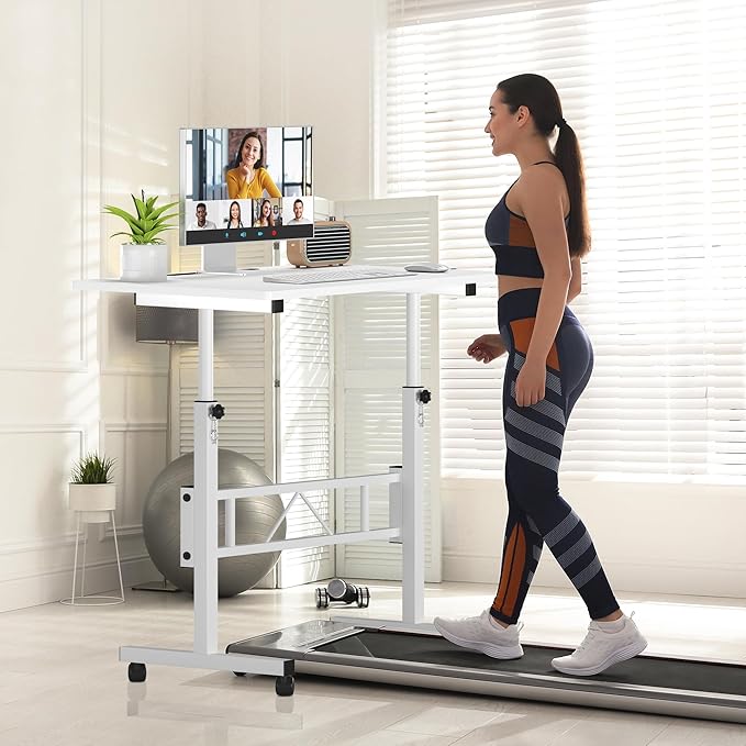 Klvied Small Standing Desk Adjustable Height, Mobile Table - Image 2