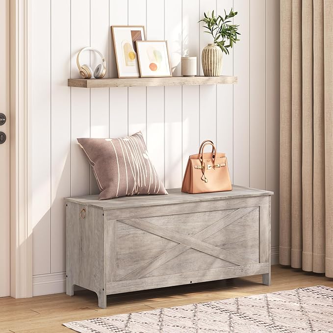 39.4" Toy Chest, Sturdy Entryway Storage Chest - Image 2