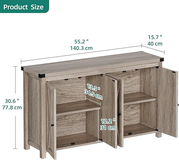 YITAHOME Buffet Cabinet with Storage, Wood Large Kitchen Storage Cabinet with - Image 2