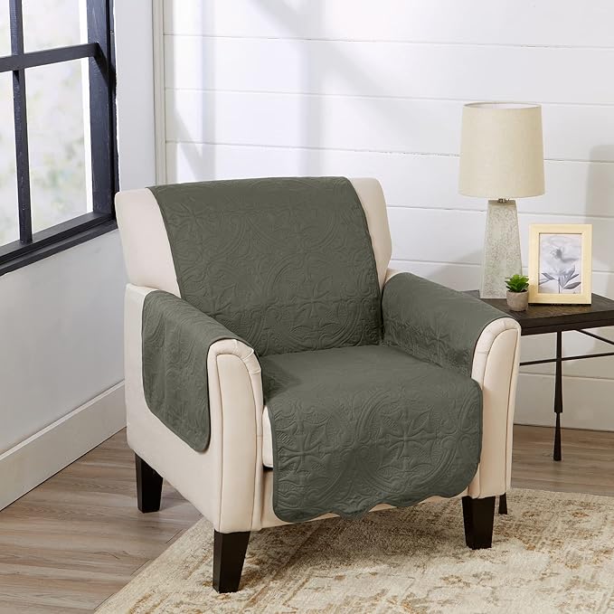 Great Bay Home Medallion Stitched Solid Furniture Protector Stain Resistant by GreatBayHome