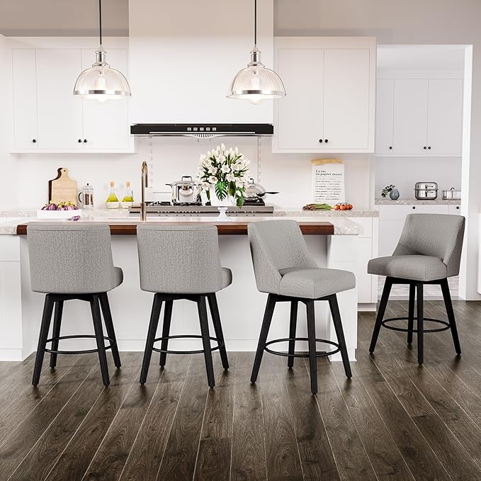 Counter Height Swivel Bar Stools Set of 4, 26 Inch Bar Stools by AMICLIBER