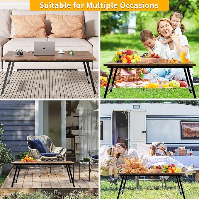 Folding Coffee Table, Portable Wood Low Table - Image 7