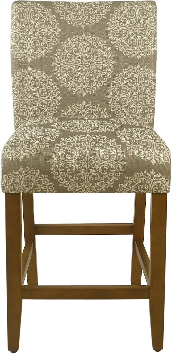 HomePop Upholstered Counter Height Barstool, Taupe and Cream Medallion - Image 3