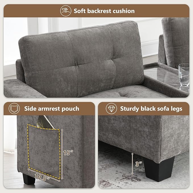 Merax 6 Seater Chenille Sectional Couches - Image 5