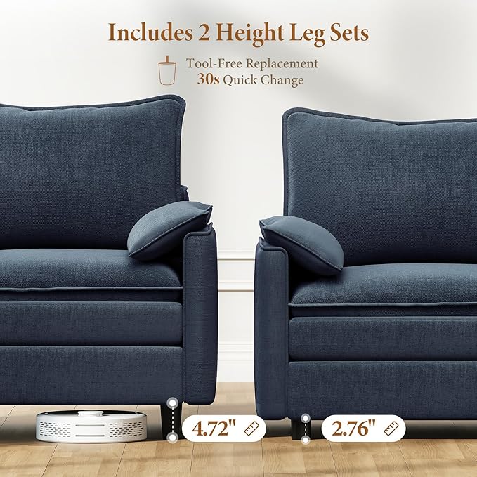 Vesgantti 108" U Shaped Sectional Couch, Comfy Cloud Modular Sectional Sofa - Image 3
