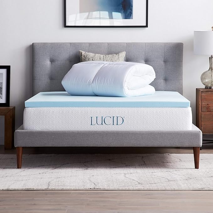 LUCID 4 Inch Down Alternative and Gel Memory Foam Mattress Three Toppers in - Image 2