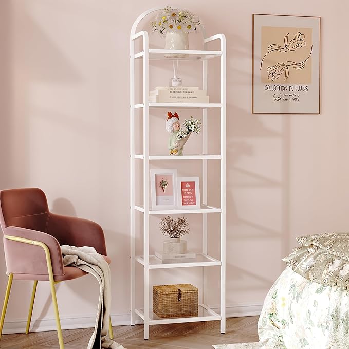Bookcase Bookshelf, Tempered Glass Bookshelves, Slim Shelving Unit by Hzuaneri