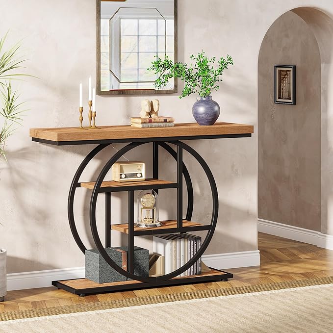Tribesigns 41.3" Console Table, Industrial 4-Tier Sofa Table Entryway Table - Image 7