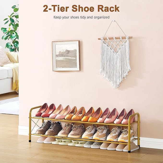 Hoctieon 2 Tier Shoe Rack for Closet, Durable Mesh Style Shoe Rack, Entryway - Image 4