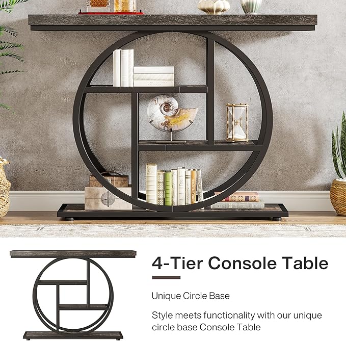 Tribesigns 41.3" Console Table, Industrial 4-Tier Sofa Table Entryway Table - Image 5
