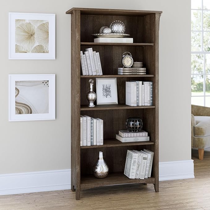 Bush Furniture Salinas 5 Shelf Bookcase in Ash Brown, Tall Bookshelf, Large - Image 2