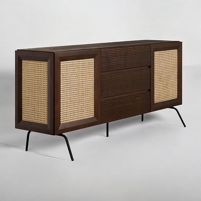 NTC MOSSIC Sideboard with 2 Doors and 3 Drawers, Buffet Cabinet with Natural by NTC