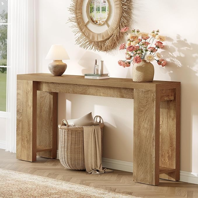 Little Tree 70.9-Inch Long Console Table, Narrow Sofa Table Behind The Couch - Image 10