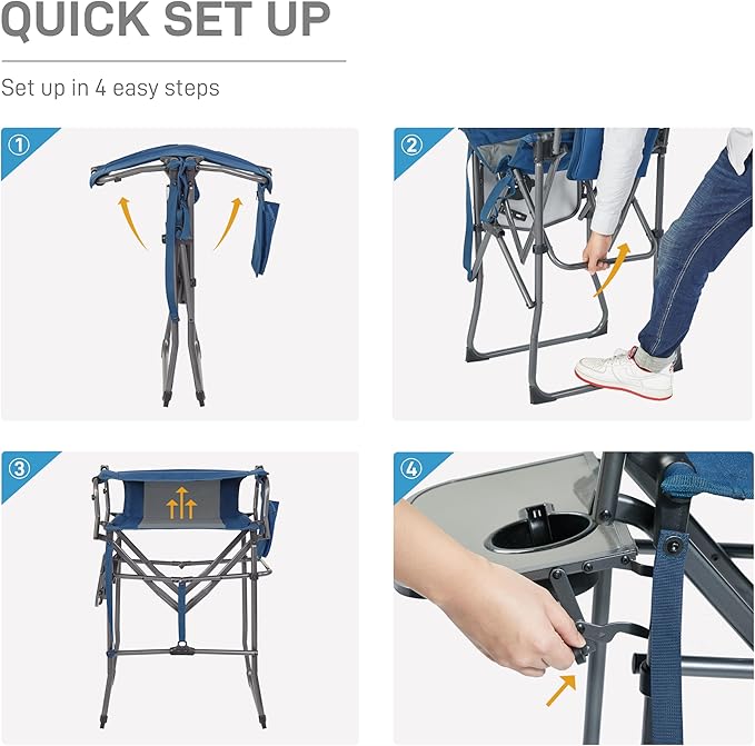 EVER ADVANCED Portable 30.7" Seat Height Tall Folding Chair Directors Chair - Image 6