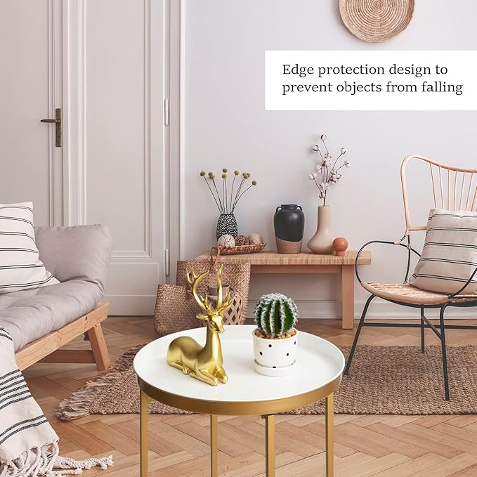 danpinera Gold Side Table, Metal Folding Black Side Table Small Round Circle - Image 4