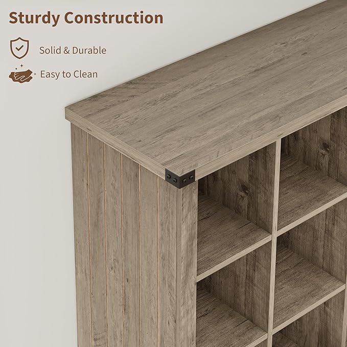 GarveeHome 9 Cube Storage Organizer Bookshelf, 4 Tier Farmhouse Horizontal - Image 4