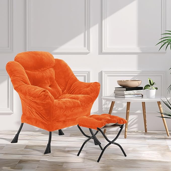 Fabric Lazy Chair with Ottoman, Oversized Upholstered Sofa Chair - Image 2