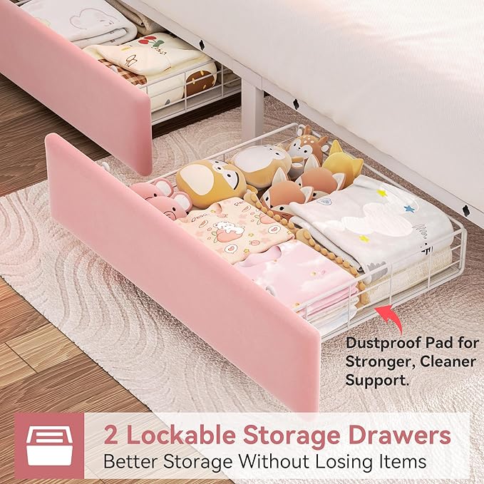 Queen Upholstered LED Bed Frame - Image 4