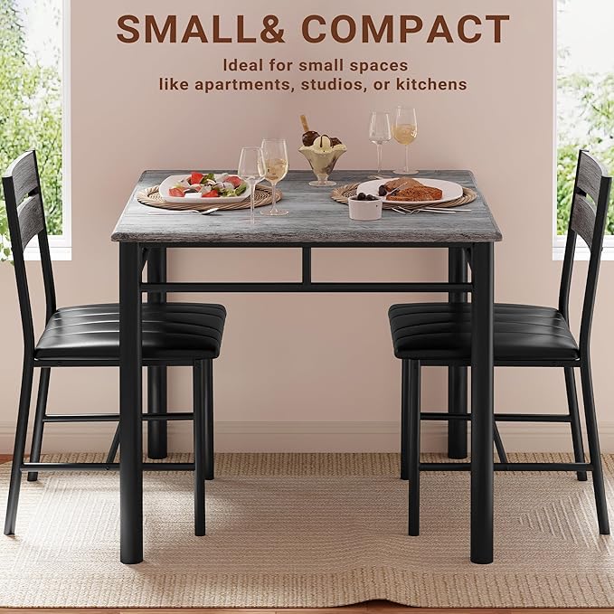 IRONCK Dining Table Set for 2, Small Kitchen Table - Image 5