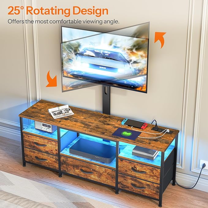 HOOBRO TV Stand with Mount and Power Outlet, - Image 3
