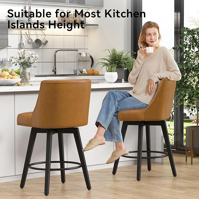 Vipbear Swivel Counter Height Bar Stools Set of 2, 26.8" H Counter Stools - Image 7