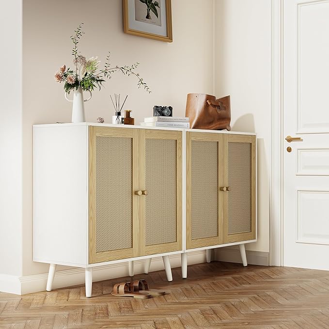 Rattan Storage Cabinet, Small Sideboard Buffets Storage Cabinet - Image 4