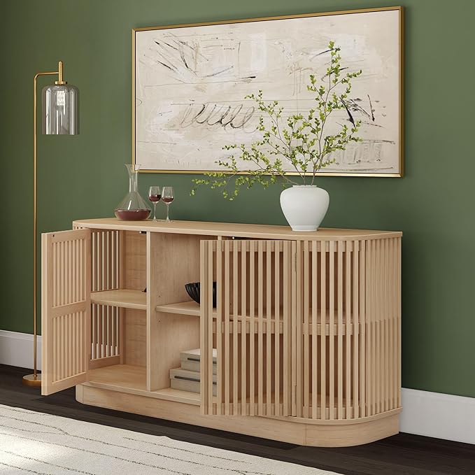 Plank+Beam Contour Wood TV Stand, Two Door Solid Wood Entertainment Console - Image 6
