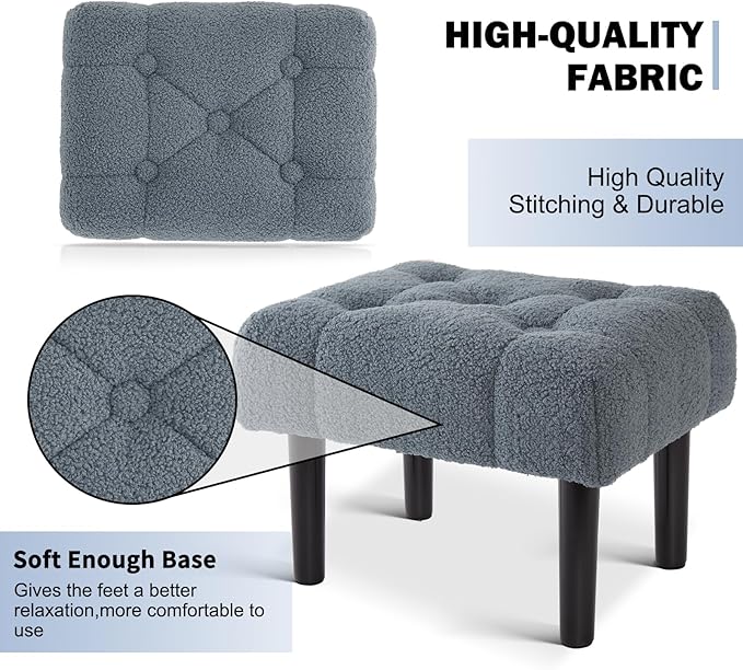 HOUCHICS Fur Padded Foot Stool, Small Ottoman Rest - Image 7