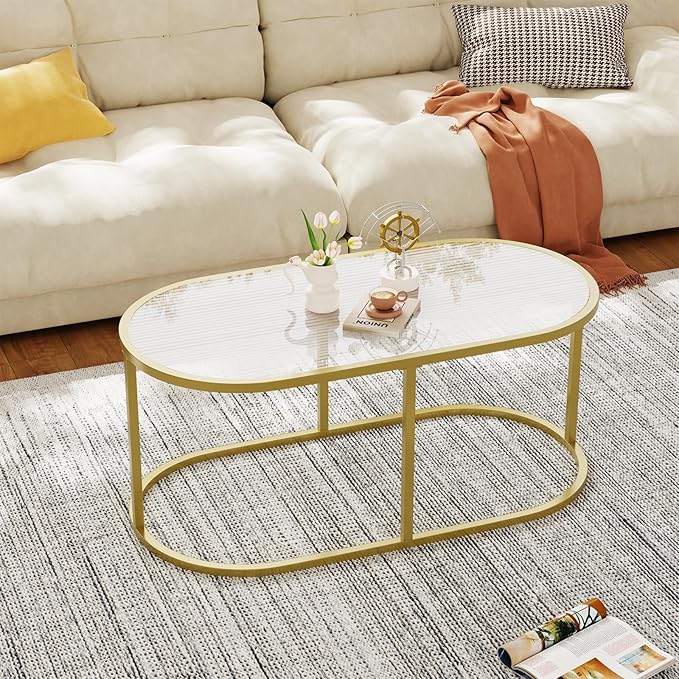 Coffee Table Gold Glass Coffee Table - Image 5